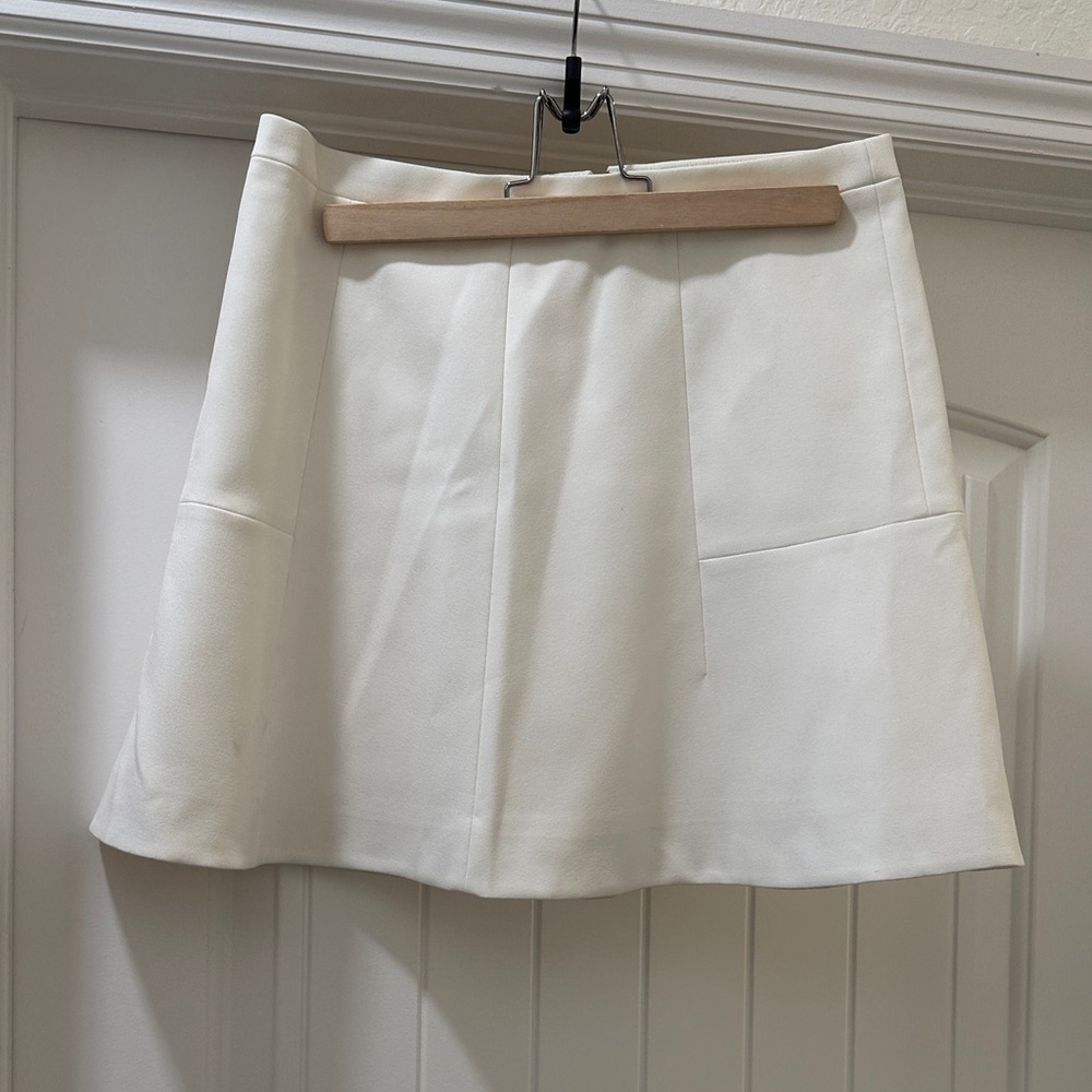 J. Crew Fluted Flare Double Crepe High Waist White Skirt